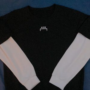 Black “NEW” T-Shirt w/ White Long-Sleeve Undershirt SHEIN
